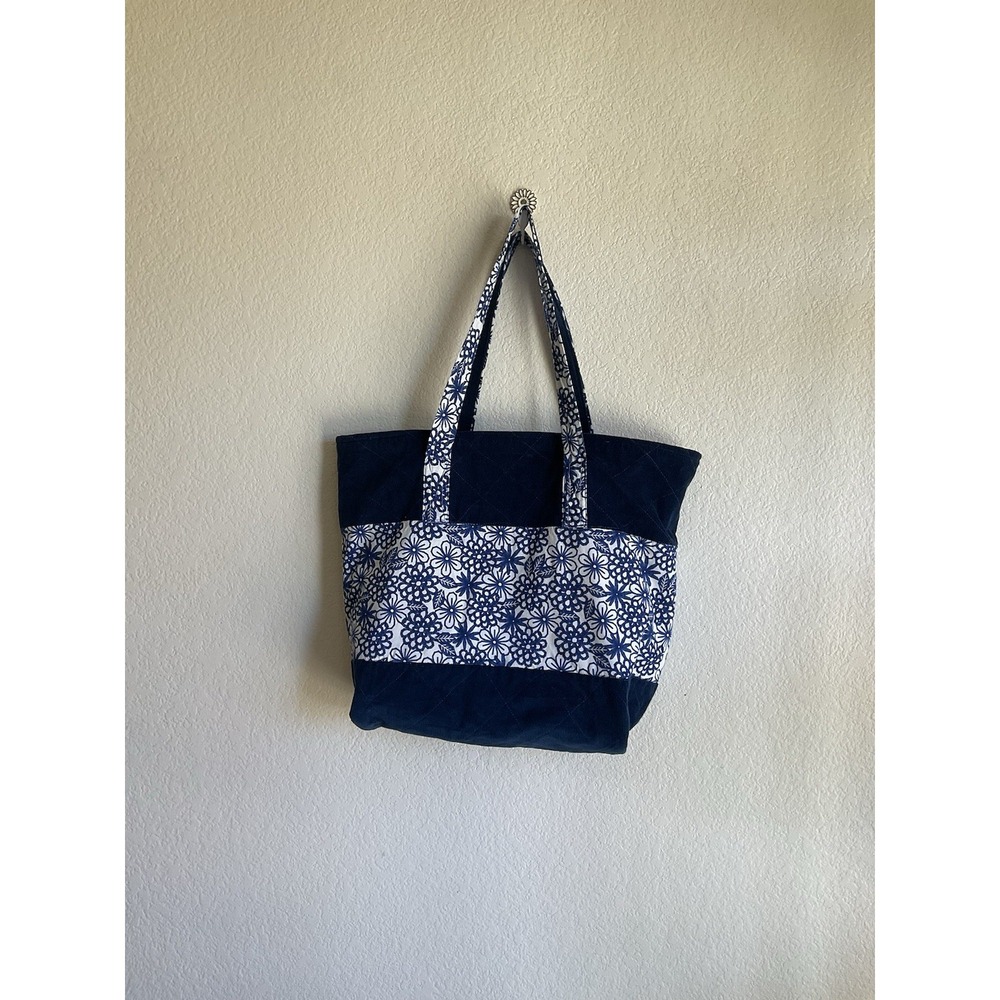 Medium Corduroy‎ Floral Reversible Red Stars Tote Back Handmade Artisan